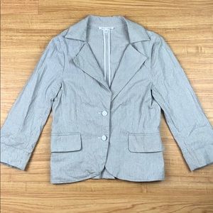 alice+olivia black white pinstripe cotton blazer S